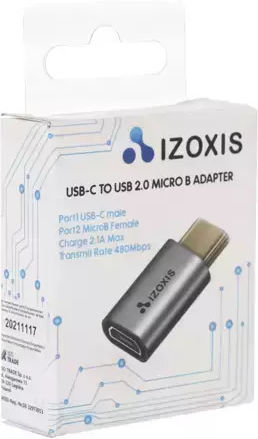 Izoxis Izoxis Конвертор USB-C мъжки към micro USB женски Сребрист 1бр