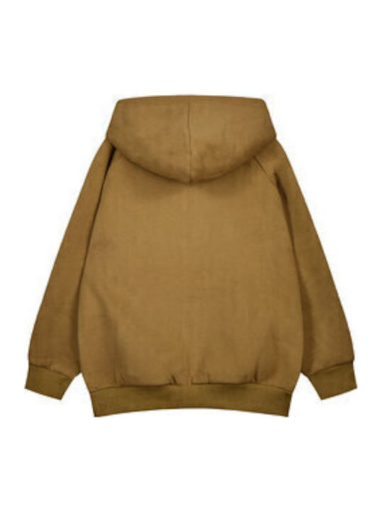 Kids Sweatshirt Cardigan with Hood Tabac Brown