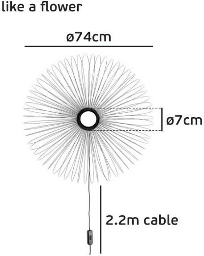 VK Lighting Modern Lamp Wall Socket with Integrated LED and Warm White Light Black 61cm