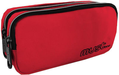 Must Monochrome Pencil Case with 2 Compartments Red