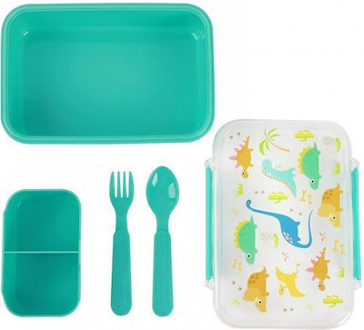 iDrink Dinosaurs Kids Lunch Plastic Box 0.65lt Turquoise L18xW13xH6cm