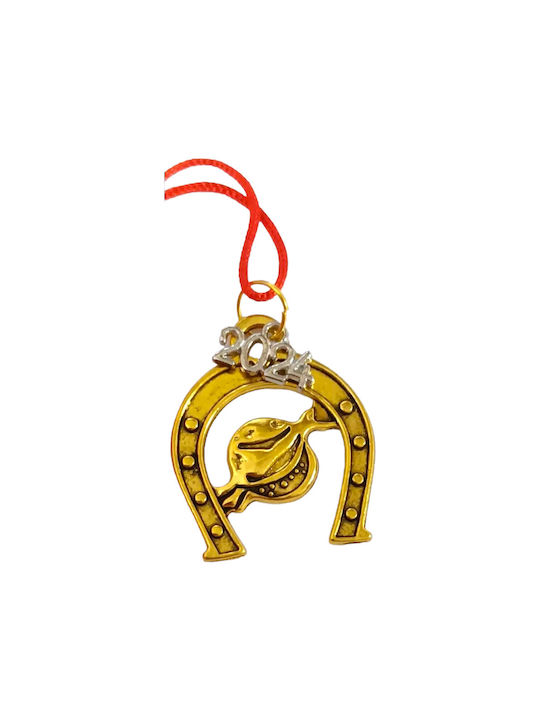 Kalliopi Silver Handmade Hanging Lucky Charm Horseshoe Gold made of Metal 2024 3x3.5cm 1pcs