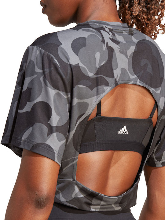Essentials Aop Damen Sport Crop Top Kurzärmelig Mehrfarbig