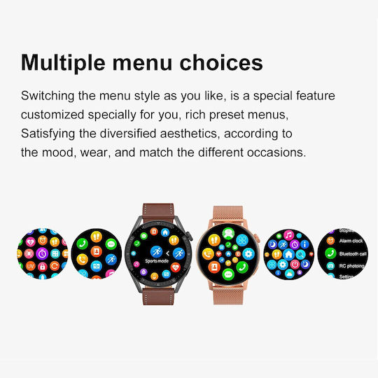 NO.1 DT3 Mini Smartwatch με Παλμογράφο (Μαύρη Κάσα / Μαύρο Λουρί Σιλικόνης)