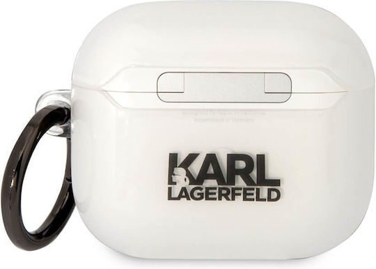 Karl Lagerfeld Choupette Θήκη Σιλικόνης με Γάντζο σε Λευκό χρώμα για Apple AirPods 3