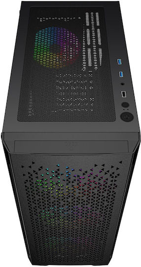 Gembird Fornax 400X Gaming Midi Tower Κουτί Υπολογιστή με Πλαϊνό Παράθυρο και RGB Φωτισμό Μαύρο
