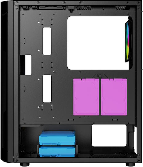 Gembird Fornax 400X Gaming Midi Tower Κουτί Υπολογιστή με Πλαϊνό Παράθυρο και RGB Φωτισμό Μαύρο