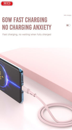 XO NB-Q226B USB 2.0 Cable USB-C male - USB-C 60W PD Ροζ 1m 16.005.0250