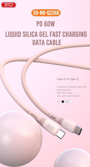 XO NB-Q226B USB 2.0 Cable USB-C male - USB-C 60W PD Ροζ 1m 16.005.0250