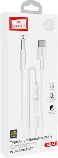 Earldom ET-AUX41 USB Typ-C Kabel USB 2.0 männlich 3,5 mm Weiß 1m ET-AUX41