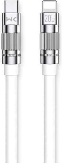 WK WDC-187 Braided / Flat USB-C to Lightning Cable 20W Λευκό 1.2m