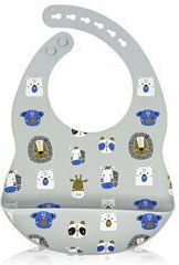 Queen Mother Feeding Set Animals made of Silicone with Non-Slip Base Gray 4pcs for 6+ months