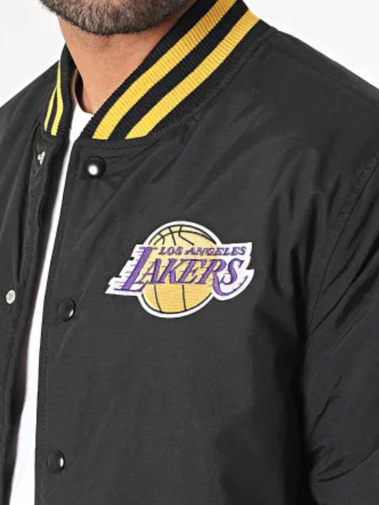 New Era La Lakers Team Ανδρικό Χειμωνιάτικο Μπουφάν Bomber Μαύρο