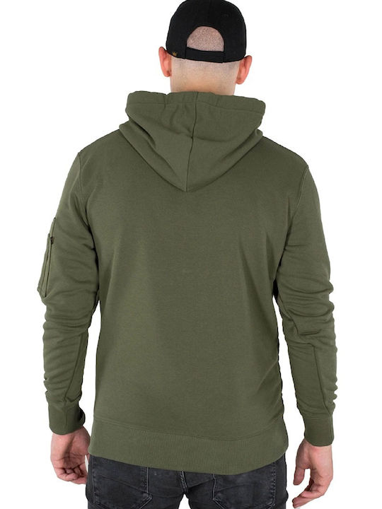 Alpha Industries Herren Sweatshirt Jacke mit Kapuze Khaki