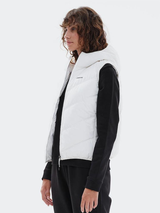 Emerson Women's Short Puffer Jacket for Spring or Autumn with Hood White