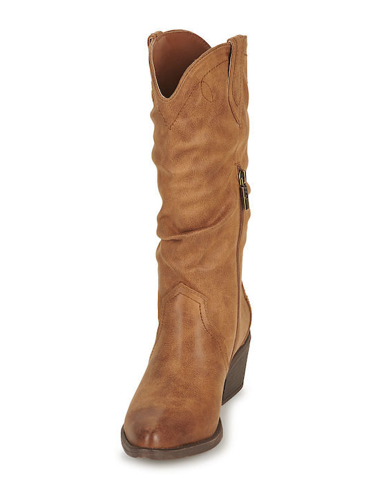 Damenstiefel Cowboy mit Mittelhohem Absatz Braun