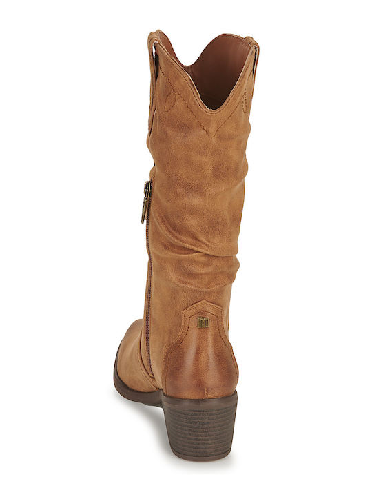 Damenstiefel Cowboy mit Mittelhohem Absatz Braun