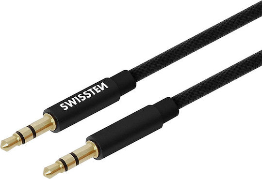 Swissten Audio Cable 3.5mm Male - 3.5mm Male Black 1.5m with Gold Plated Terminals