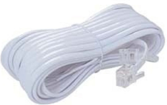 Eucom Flat Τηλεφωνικό Καλώδιο RJ11 6P4C 5m Λευκό (30916-05W)