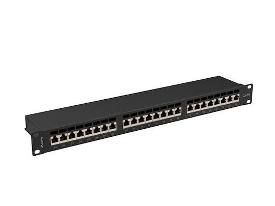 Lanberg Patch Panel Shielded για Rack 1U 19" 24 Θυρών cat6a Μαύρο