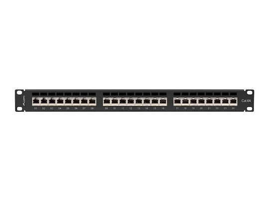 Lanberg Patch Panel Shielded για Rack 1U 19" 24 Θυρών cat6a Μαύρο