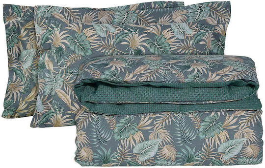 Das Home Duvet Cover Set Single with Pillowcase 160x240 Casual 5411 Grey - Petrol - Ochre