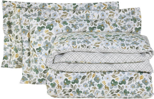 Das Home Duvet Cover Set Single with Pillowcase 160x240 Casual 5410 Grey - Petrol - Ochre