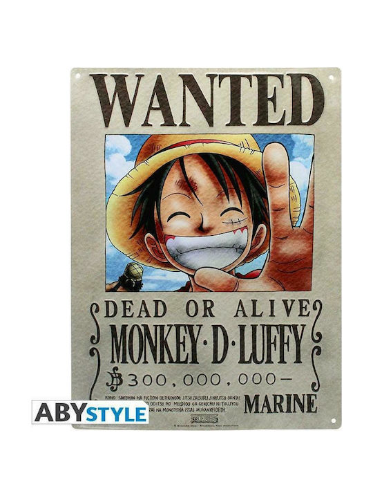 Abysse Semnează de Perete din Metal Luffy Wanted 28x38cm 1pcs