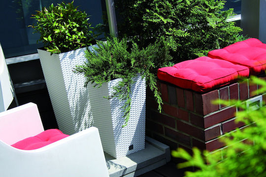 Marhome Rato Square Planter Plastic White 22.5x42.1x42.1cm.