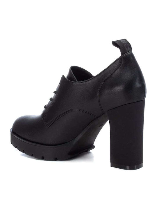 Damen Oxford-Stiefeletten mit hohem Absatz Schwarz