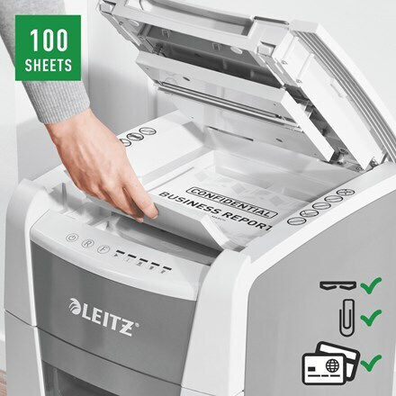 Leitz Aktevernichter IQ Querschnitt 8 Blätter mit Behälter 34Es