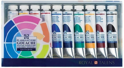 Royal Talens Gouache Extra Fine Tempera Colour Paint Tube 20ml Multicolour 10pcs