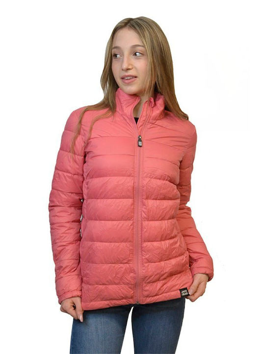 Jack in a Bag Women's Short Puffer Jacket for Winter Pink