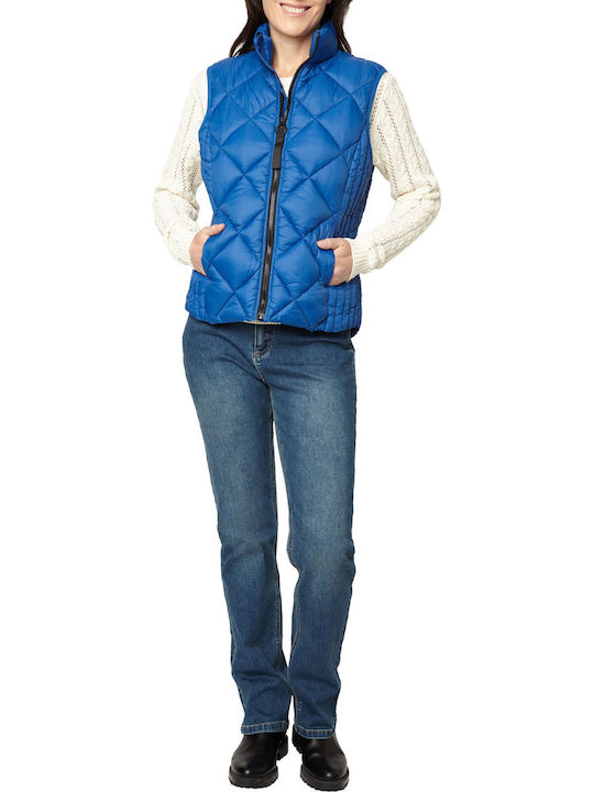 Jensen Woman Women's Short Puffer Jacket for Spring or Autumn Blue