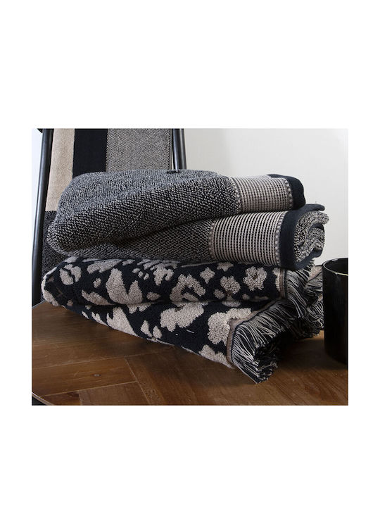 Nef-Nef Homeware Facecloth Plainis 50x90cm Beige-Black Weight 550gr/m²