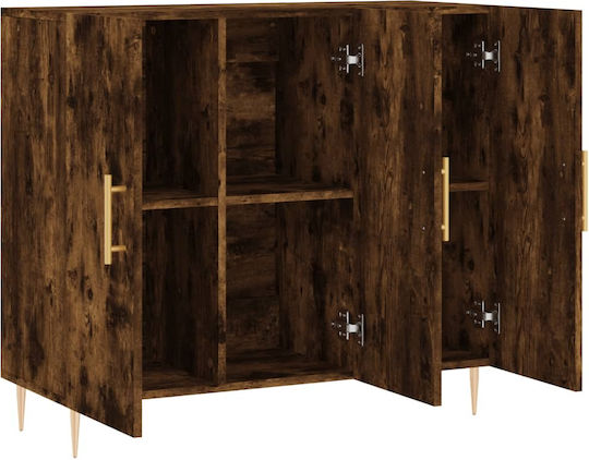 Sideboard Wooden with Mirror Brown 90x34x80cm