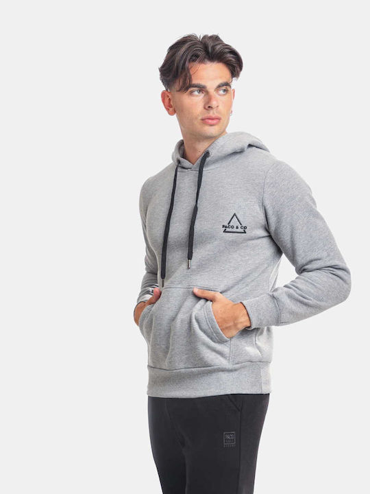 Paco & Co Herren Sweatshirt mit Kapuze Grey Melange