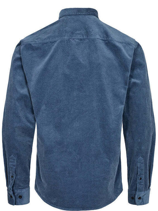 Anerkjendt Men's Shirt Long Sleeve Corduroy Blue