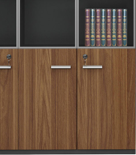 Oscar Office Storage Chipboard Closet with Lock Walnut-carbonate L120xW40xH200cm