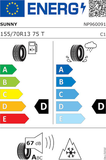 Sunny Nc501 155/70R13 75T Anvelopă 4 Anotimpuri pentru Mașină de Pasageri