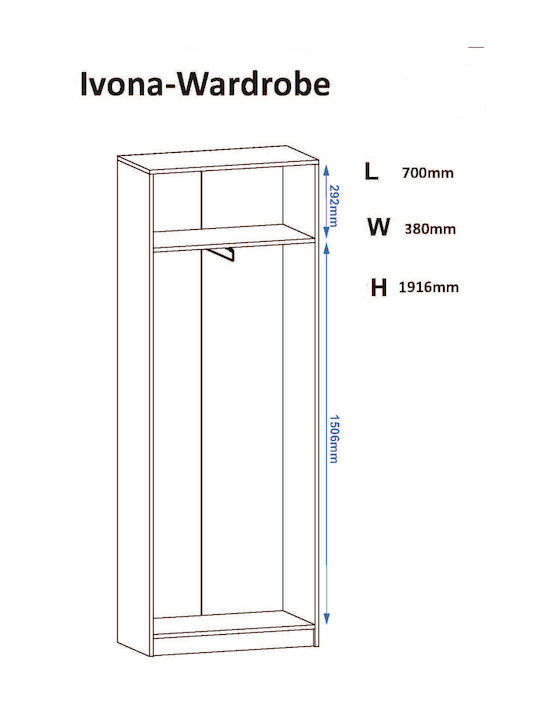 Ivona Eingangsmöbel mit Schrank 70x38x191.6cm