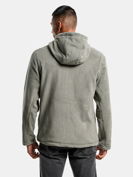 Rebase Men's Sweatshirt Jacket with Hood and Pockets Green