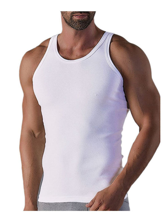 FMS Men's Sleeveless Undershirts White 2Pachet