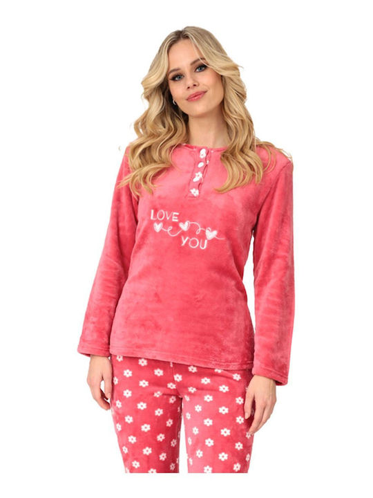 Lydia Creations Iarnă Set pijama femei Fleece Portocaliu