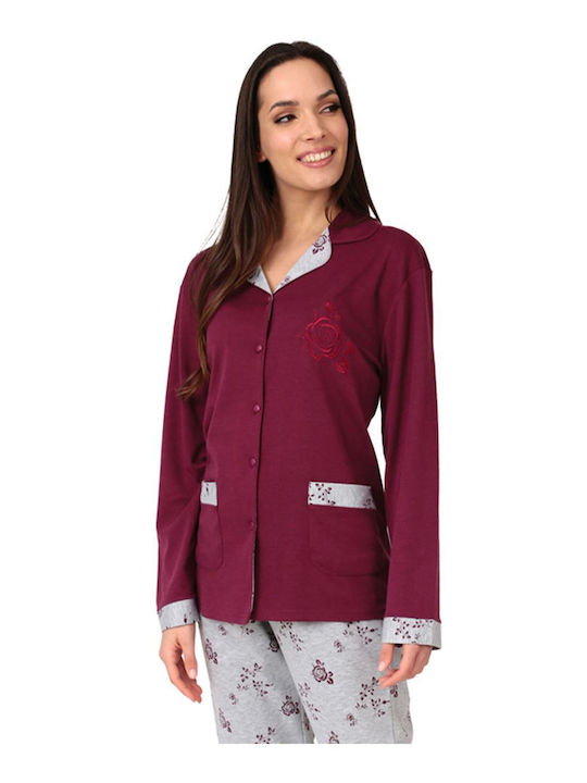 Lydia Creations Winter Women's Pyjama Set Burgundy