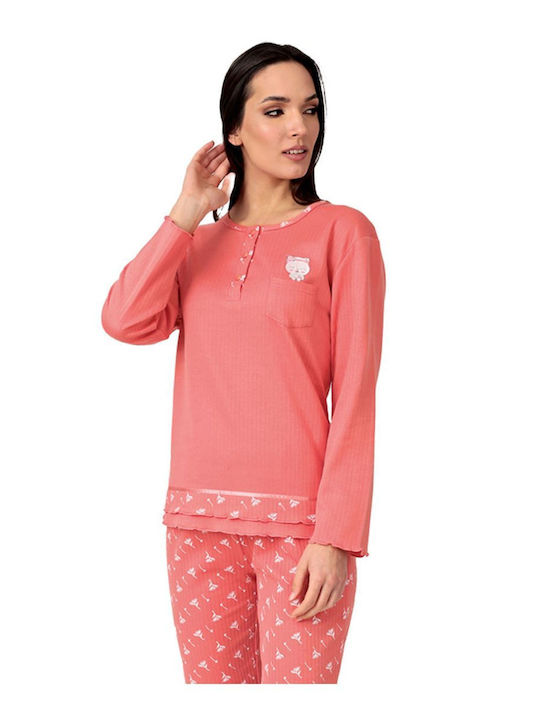 Lydia Creations Winter Damen Pyjama-Set Orange