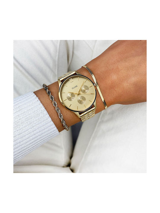 Cluse Minuit Watch with Gold Metal Bracelet