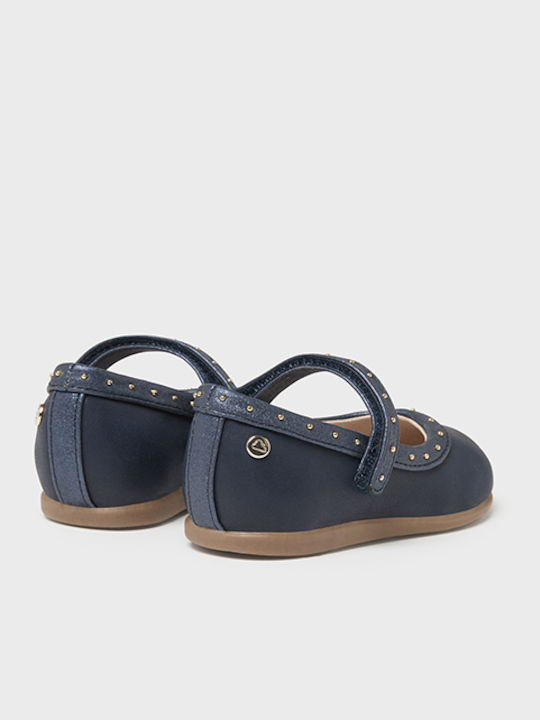Παιδικές Μπαλαρίνες mit Bügel- und Schleifenverschluss Leder Marineblau