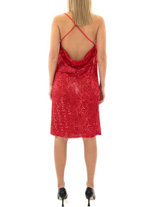 Dress Women  Καλοκαιρινό Midi Βραδινό Φόρεμα Ντραπέ Κόκκινο