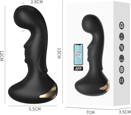 Dragon Πρωκτική Σφήνα με Δόνηση Μαύρη 12cm